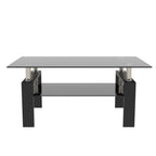 Rectangle Black Glass Coffee Table, Clear Coffee Table,Modern Side Center Tables for Living Room,Living Room Furniture (Old Sku:W24138125) - Grand Goldman Shop