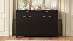 U_STYLE Modern 55.1'' Sideboard Buffet Cabinet with 2 Drawers & 4 Doors, Adjustable Shelves, Wave-Pattern Design, Aluminum Handles, Painted MDF, Scandinavian Storage for Dining Room, Living Room - Grand Goldman Shop