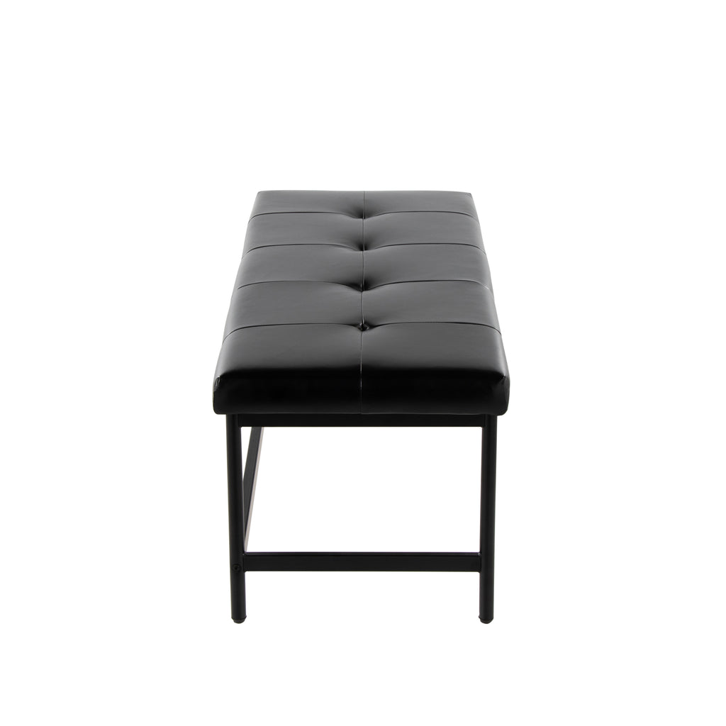 Bench in Black Metal and Black Faux Leather - Grand Goldman Shop