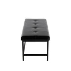 Bench in Black Metal and Black Faux Leather - Grand Goldman Shop