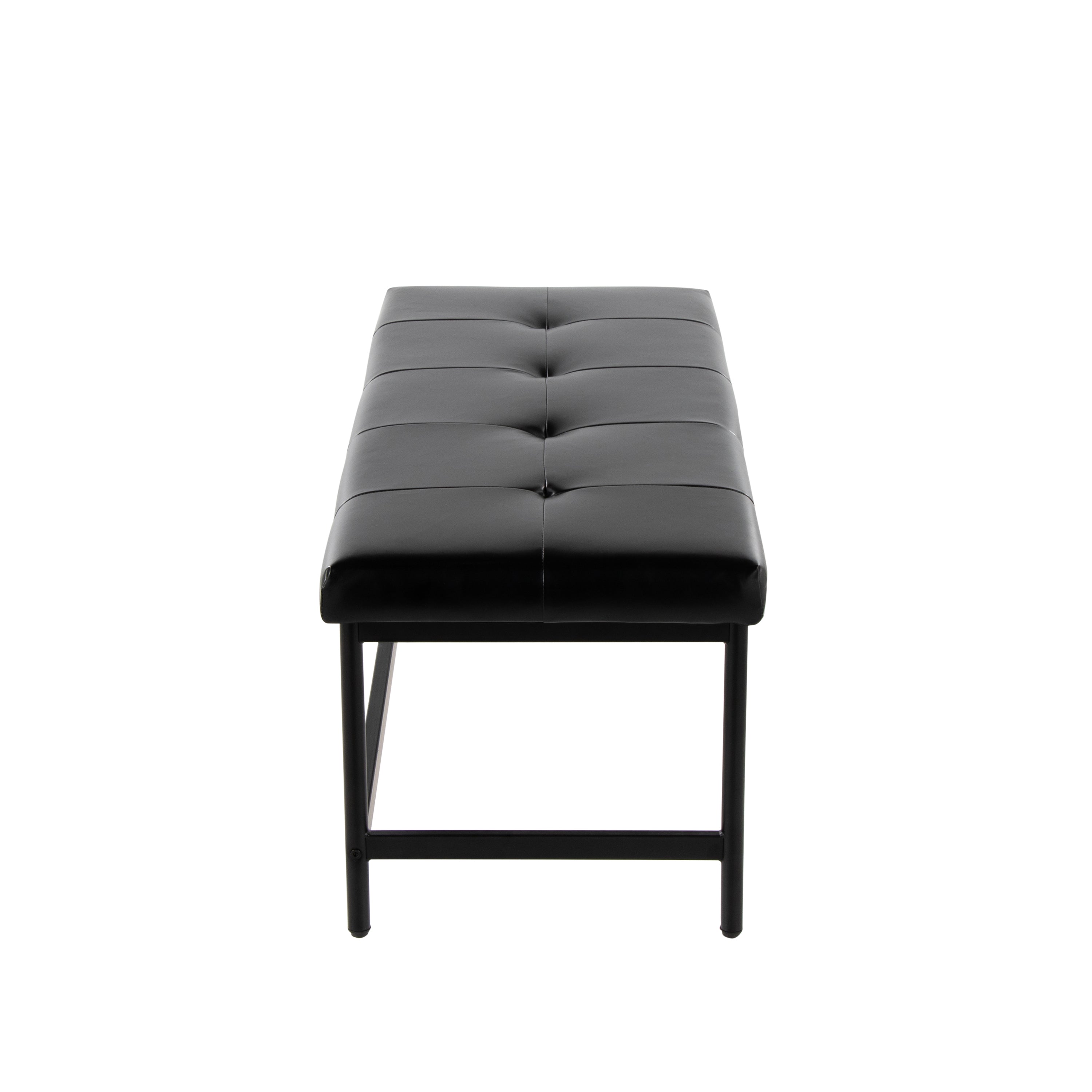 Bench in Black Metal and Black Faux Leather - Grand Goldman Shop