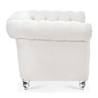 Modern Teddy Velvet 1 Seater Sofa for Living Room, White, Acrylic Legs, 38.98'W x 32.09'D x 28.35'H - Grand Goldman Shop