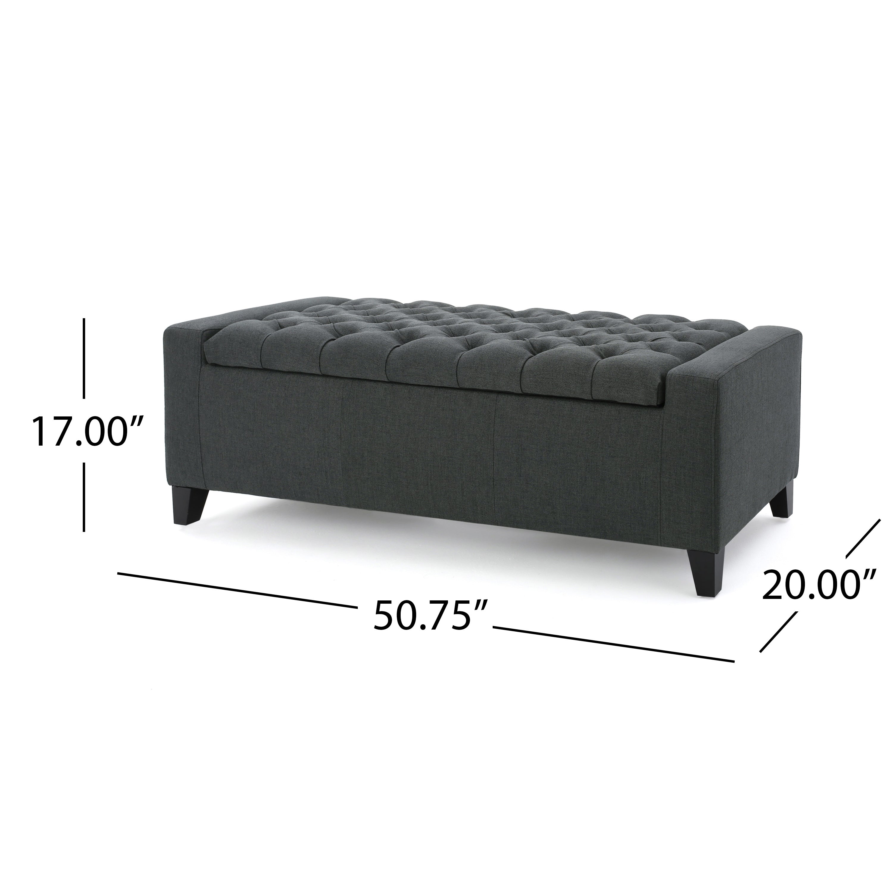 Contemporary Storage Ottoman with Tufted Top in Dark Grey Fabric - Grand Goldman Shop