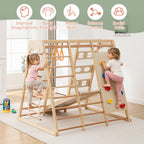 9-in-1 Slide and Climbing Wall for Toddlers 3+, Wooden Indoor Play Structure, Heavy Duty 176 lbs Capacity, Safe Rounded Edge 
