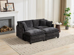 Cloud Sofa Ottoman only, Modern Sectional Couch, for Living Room Bedroom and Apartment, Comfy Double Layer Upholstered Seat Cushion, Breathable Chenille Fabric, Black - Grand Goldman Shop