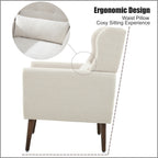 Modern Accent Chair Upholstered Foam Filled Living Room Chairs Comfy Reading Chair Mid Century Modern Chair with Chenille Fabric Lounge Arm Chairs Armchair for Living Room Bedroom (Beige) - Grand Goldman Shop
