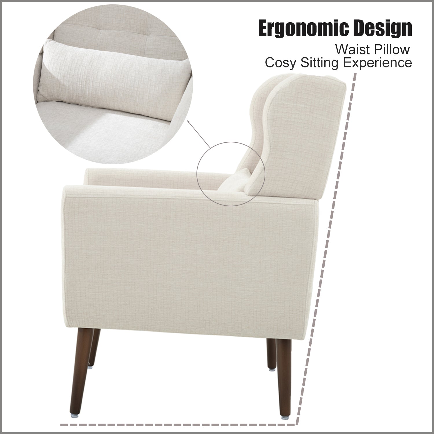 Modern Accent Chair Upholstered Foam Filled Living Room Chairs Comfy Reading Chair Mid Century Modern Chair with Chenille Fabric Lounge Arm Chairs Armchair for Living Room Bedroom (Beige) - Grand Goldman Shop