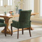 Upholstered Chenille Fabric Accent Dining Chair, Curved Solid Wood Legs, Elegant Tufted Club Dining Room Kitchen Room Arm Dining Chair, Single Pack,Olive Green,SW1895OL - Grand Goldman Shop