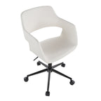 Contemporary Task Chair in Black Metal and White Faux Leather - Grand Goldman