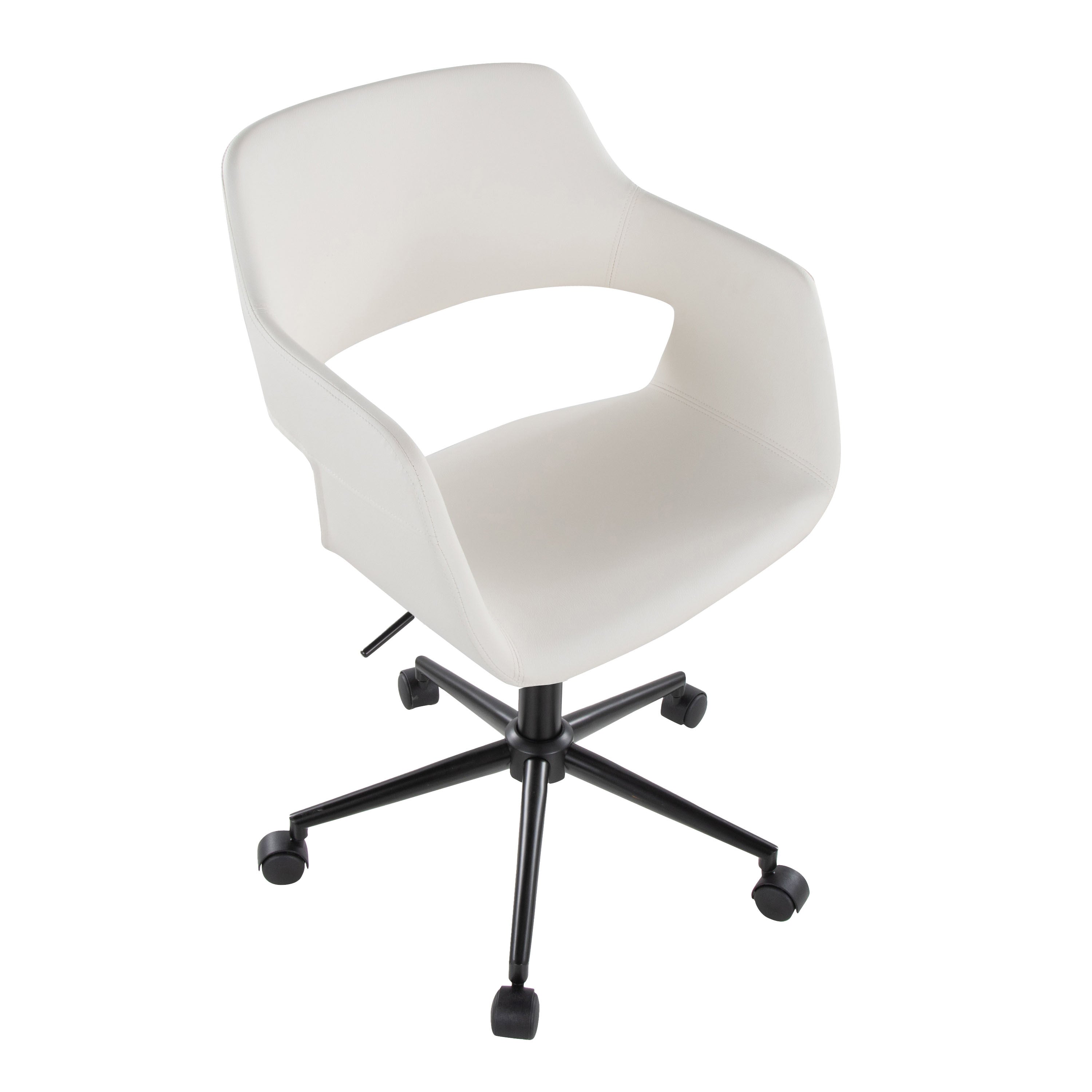 Contemporary Task Chair in Black Metal and White Faux Leather - Grand Goldman