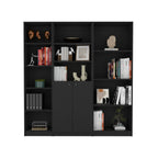 Poole 3 Piece Home Bookcase set, 67' Wide with 12 Shelves and Two-Door Cabinet ,  Living Room Set Set  Black - Grand Goldman