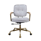 Siecross Vintage White Top Grain Leather Office Chair | Premium Home Decor - Grand Goldman