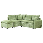 Convertible Sofa Bed Sectional Sofa Sleeper with Storage Ottoman, Green Chenille, 82.67 inches - Grand Goldman Shop