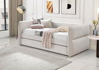 Luxurious 1pc Modern Daybed Pull Out Trundle Button Tufted Nailhead Trim Bedroom Living Room Furniture Oatmeal Finish - Grand Goldman Shop
