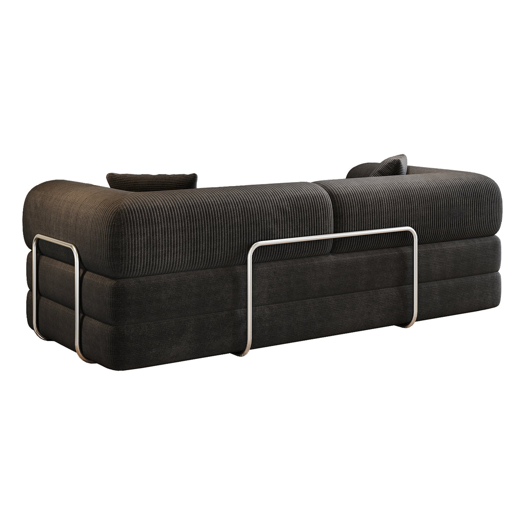 78.8' Compression Sofa,Convertible Floor Sofa Bed-with Pillow Back Support Armrest,Comfy Futon Couch Sleeper Bed,Loveseats Boneless Modular Sectional Sofa,Corduroy fabric,for Living Room,Bedroom,Black - Grand Goldman Shop