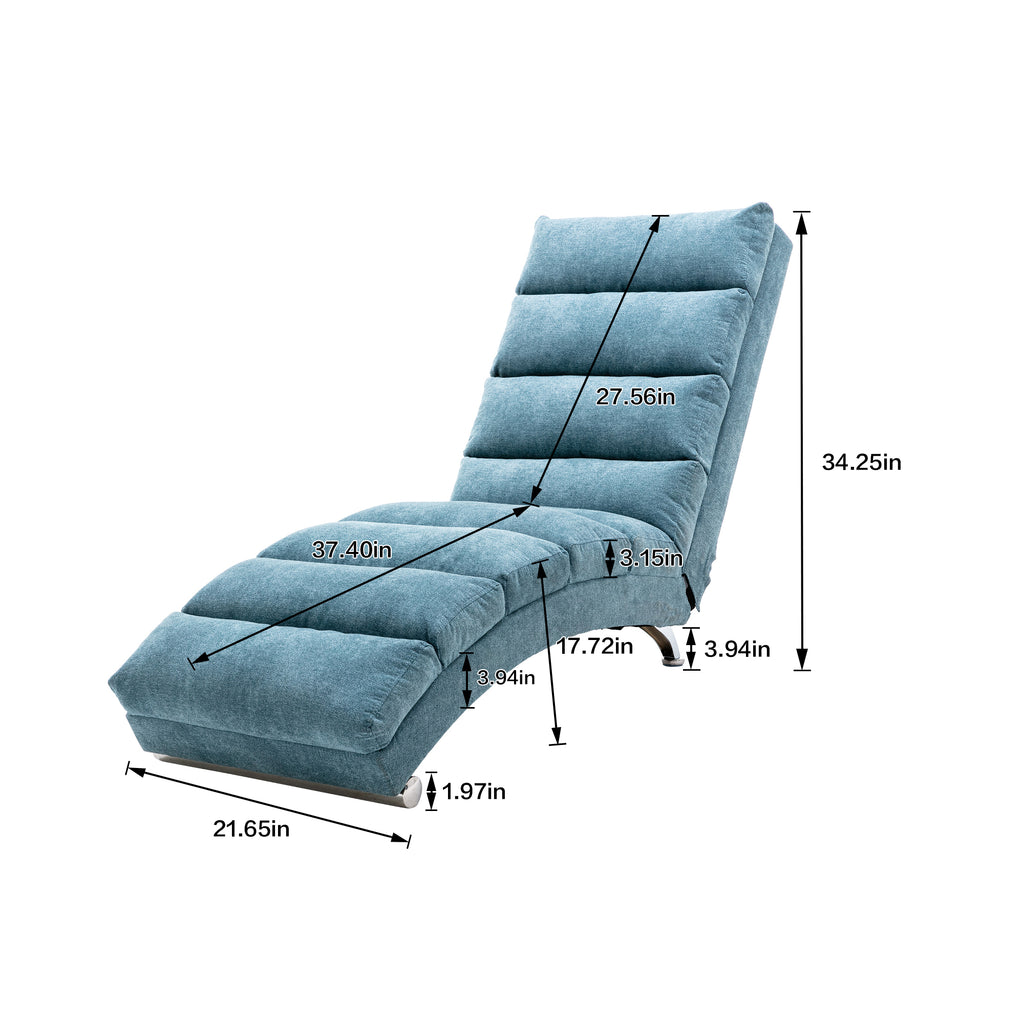 Ergonomic Linen Massage Chaise Lounge with Remote Control, 5 Modes, Blue, 21.65 x 58.27 x 34.25 inches - Grand Goldman Shop