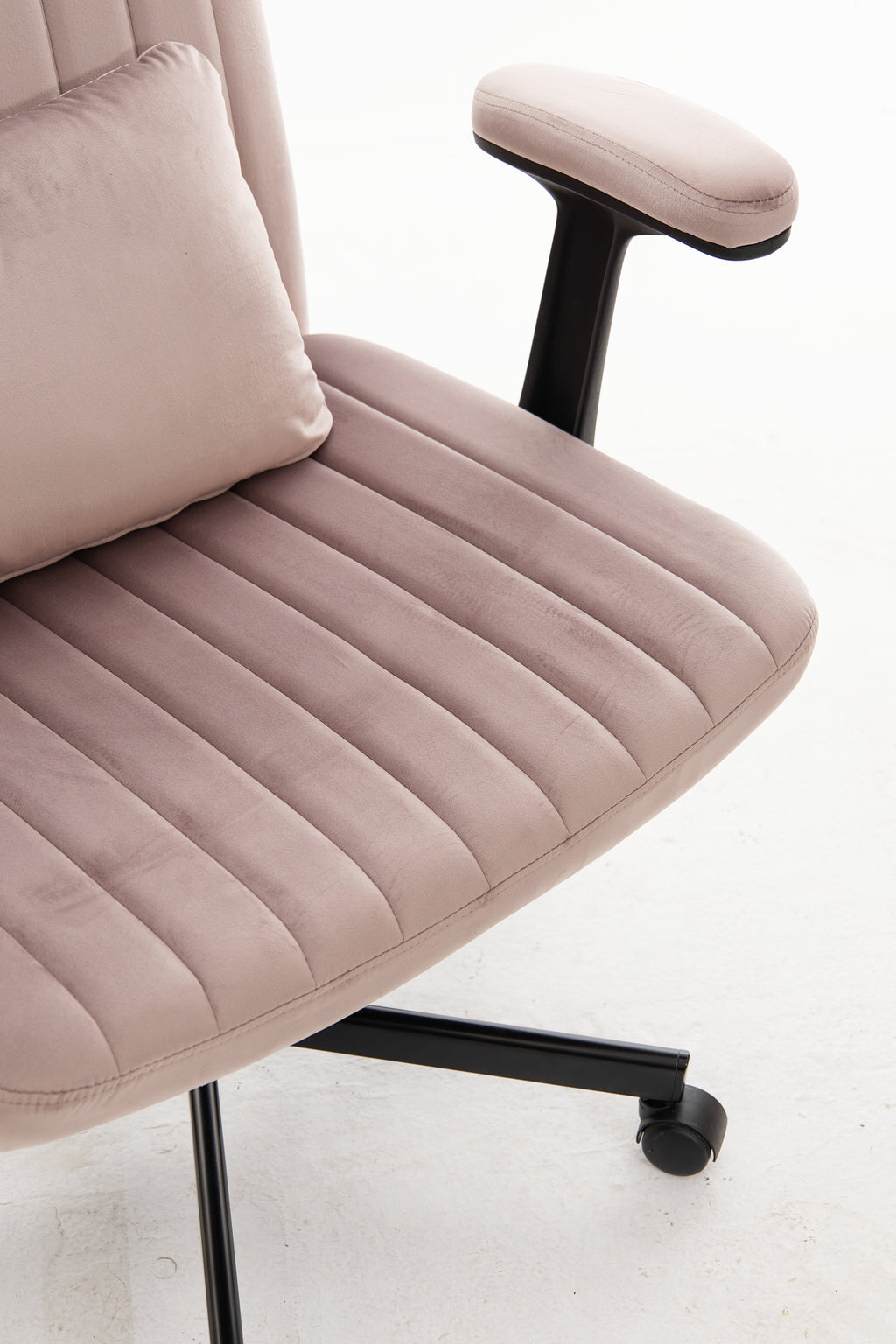 Pink Velvet Criss Cross Armrest Office Chair with Wheels - Comfortable for Home Office, Reading & Vanity | Premium Home Decor