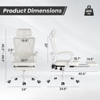 Ergonomic Office Chair with Footrest, Mesh Office Desk Chair with Headrest, High Back Computer Chair with Adjustable Lumbar S