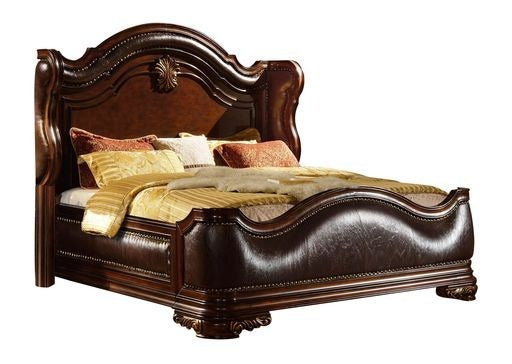 Bella Traditional Queen 4pc Bedroom set made with wood in Dark Walnut - Grand Goldman Shop