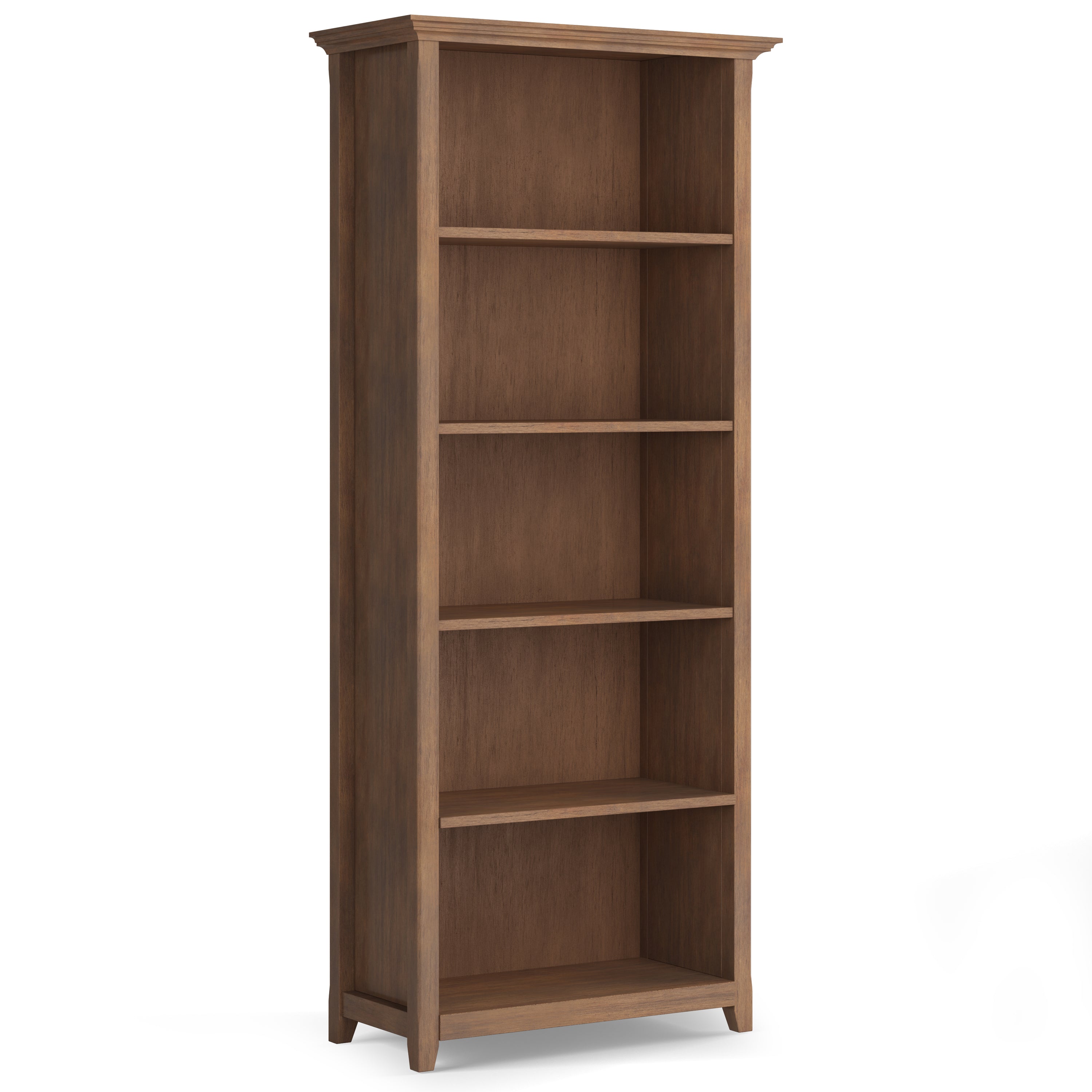 Amherst 30 inch Solid Wood 5 Shelf Bookcase in Rustic Natural Aged Brown - Grand Goldman