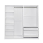 Doorless Wooden Storage Wardrobe for Dedroom with Shelves and 3 Drawers, White - Grand Goldman Shop