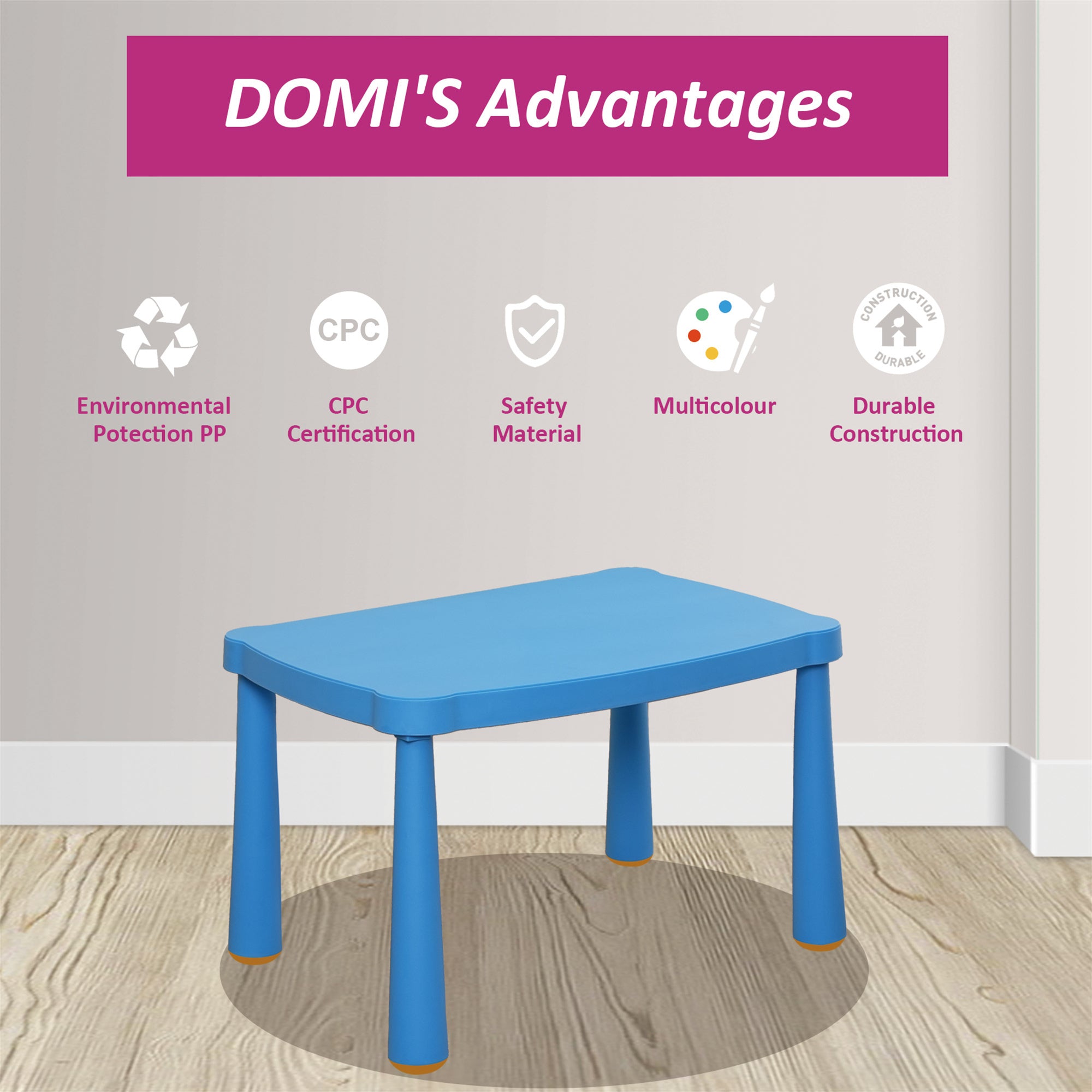 Kids Table,Plastic Children Activity Rectangular Table for School,Home,Play,Reading Dining,Kindergarten(Enlarge Size) | Premi