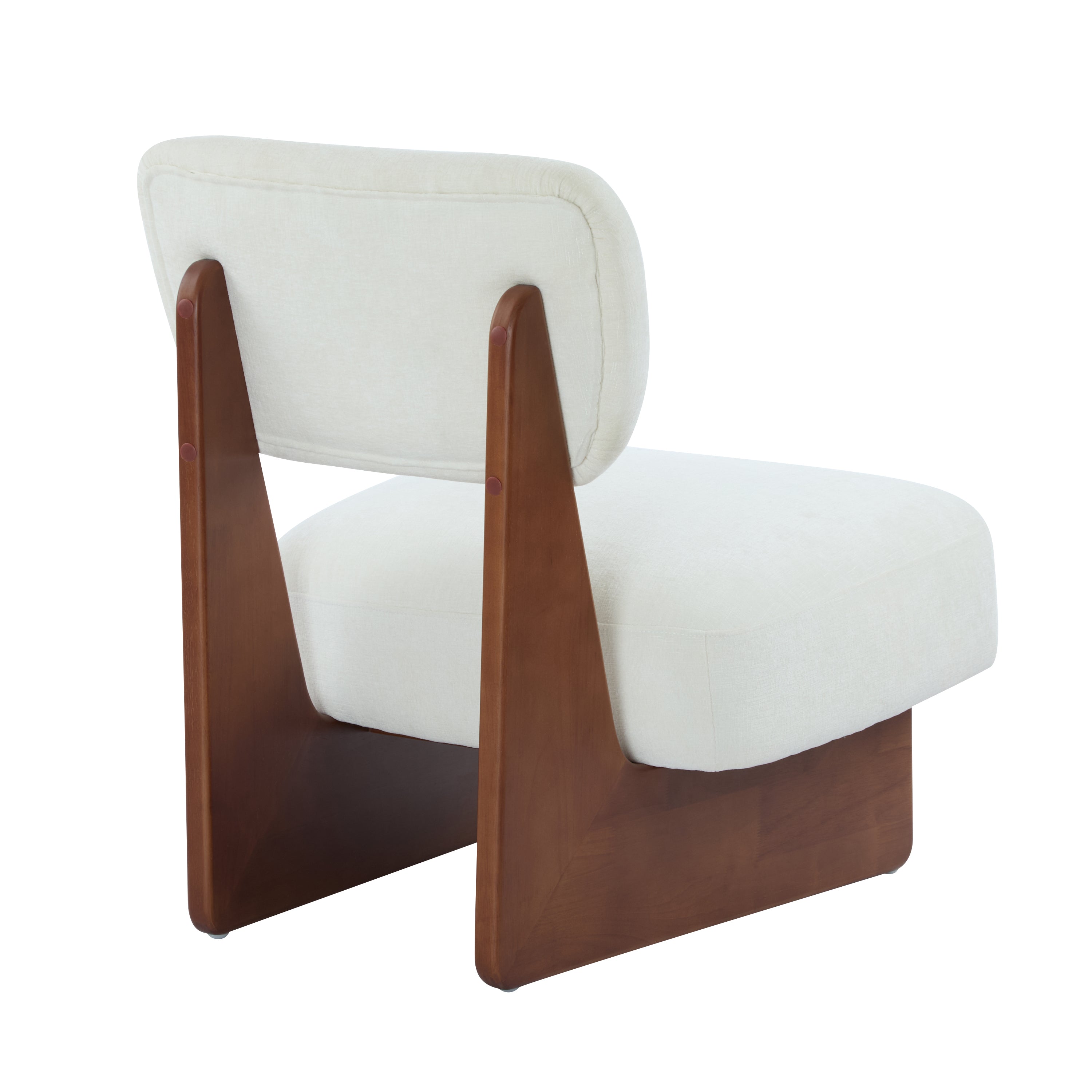 [Set of 2] Modern Beige Lounge Chair with Polyester Upholstery, Sturdy Wood Base With Walnut Finish, Minimalist and Stylish Accent Seating for Living Room, Bedroom, or Office - Grand Goldman Shop