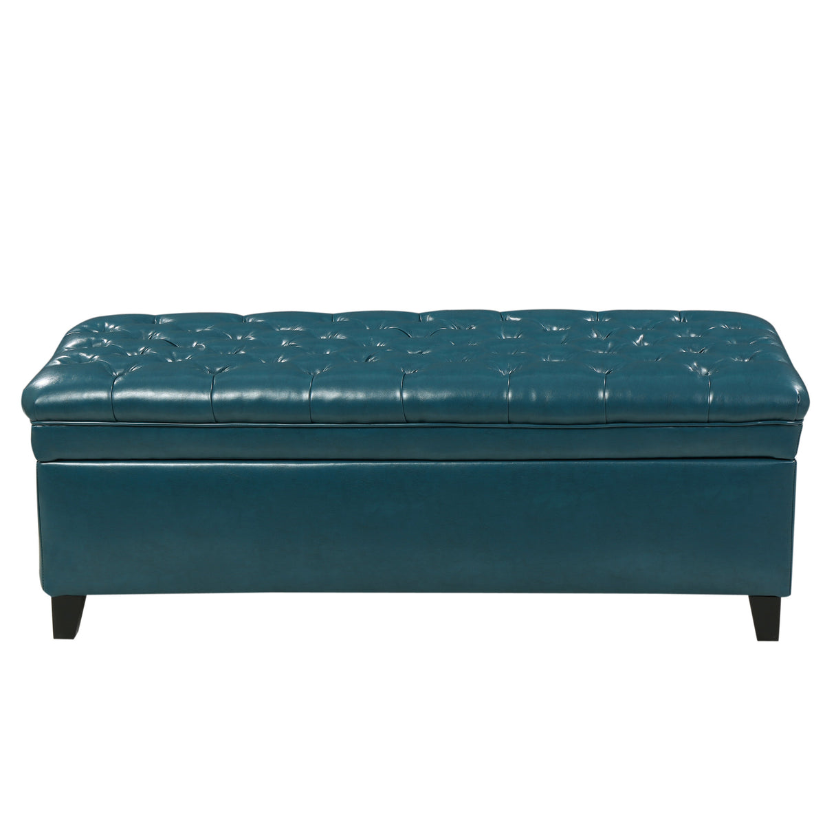 JULIANA Teal PU Storage Ottoman with Spacious Interior - Grand Goldman Shop