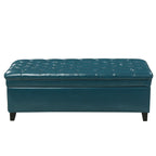 JULIANA Teal PU Storage Ottoman with Spacious Interior - Grand Goldman Shop