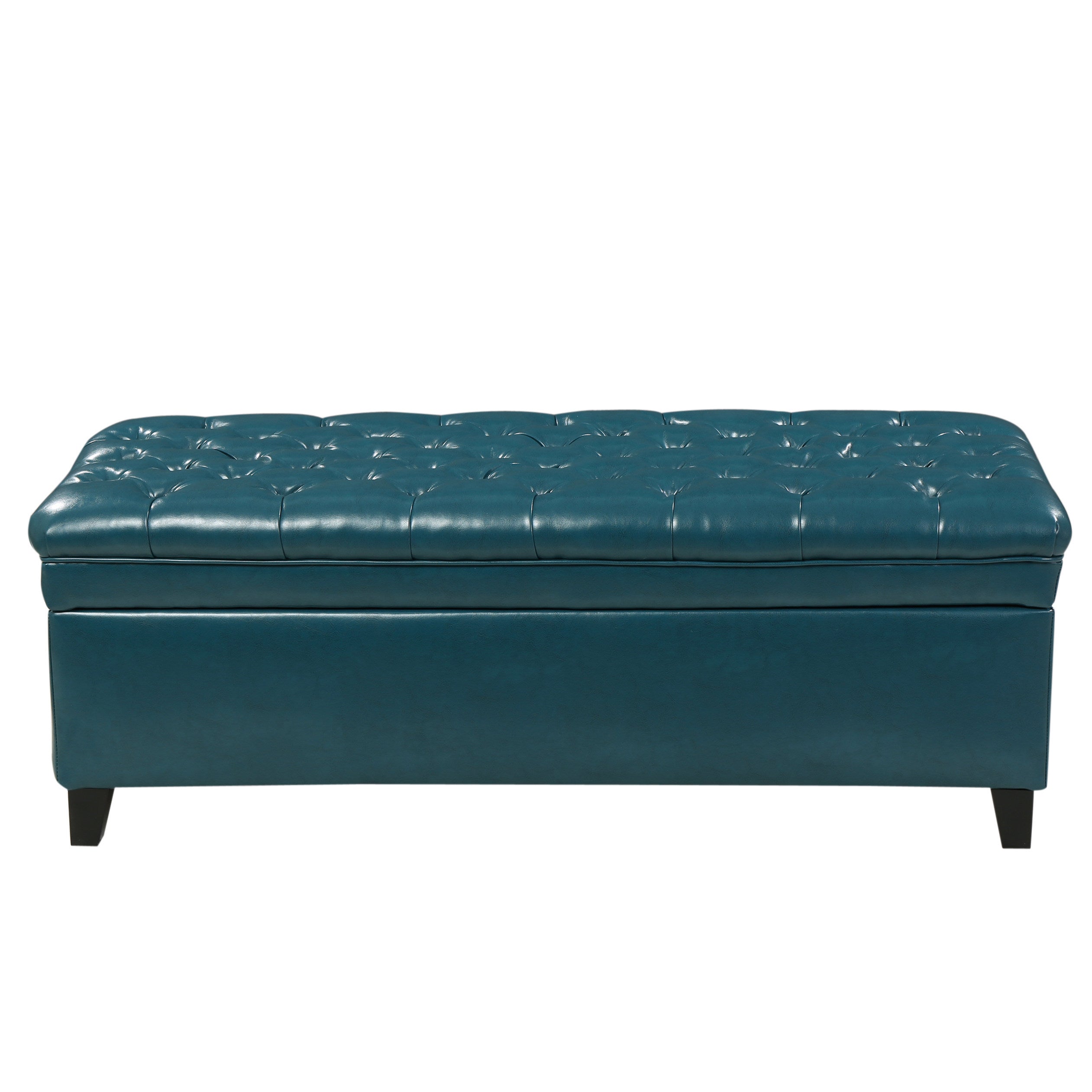 JULIANA Teal PU Storage Ottoman with Spacious Interior - Grand Goldman Shop