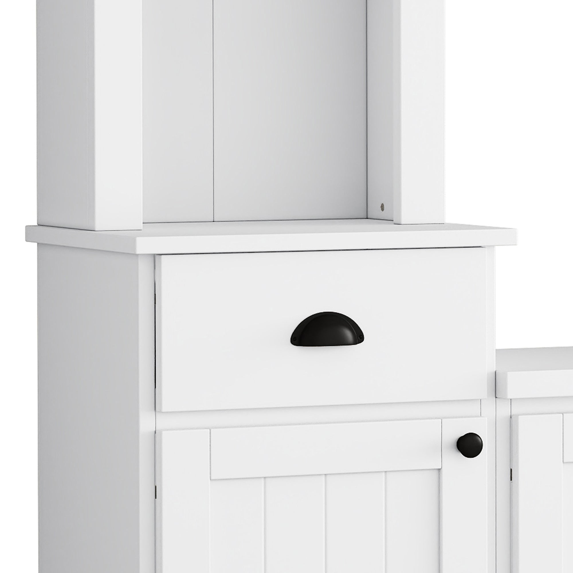 Minimalist Entertainment Wall Unit Set with Bridge for TVs Up to 75'', Ample Storage Space TV Stand with Adjustable Shelves, Modernist Large Media Console for Living Room, White - Grand Goldman Shop