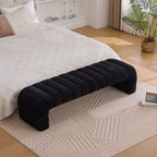 Modern Upholstered Armless Bed Bench with Channel Tufted Design in Black Chenille - Grand Goldman Shop