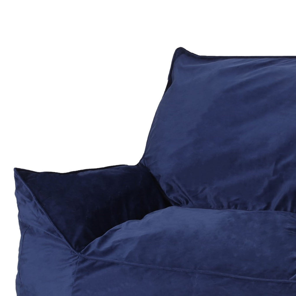 Allea Velveteen Armrest Bean Bag Chair, Navy Blue, Soft Velvet, 42x40x32 inches - Grand Goldman Shop