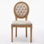 French Style Solid Wood Frame Antique Painting,Hand-pulled buckle decoration Velvet artificial leather Dining Chair with Nailhead Trim ,Wood Legs,Steel Spring inner,Set of 2,Beige,SW1739BG - Grand Goldman Shop