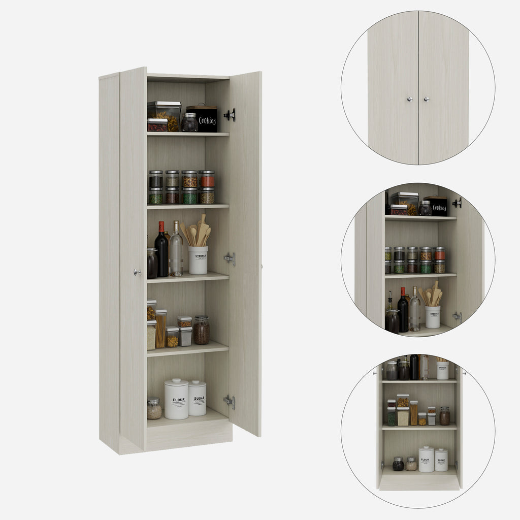 Multistorage Pantry abinet, Five Shelves, Double Door Cabinet -Pearl | Premium Home Decor - Grand Goldman