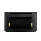 U_STYLE 55.1' Modern Storage Cabinet – 2 Doors & 2 Drawers, Stripe MDF Sideboard with Aluminum Handles, Curved Side Door & 3-Tier Shelves, Buffet Cabinet for Living Room, Bedroom, Dining Room - Grand Goldman Shop