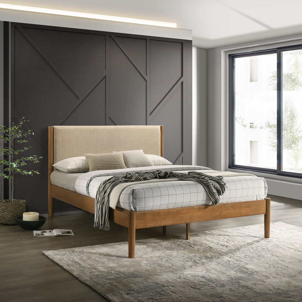 Vichy 2-Piece Rubberwood Bedroom Set, Platform Bed with Nightstand, Queen - Grand Goldman Shop