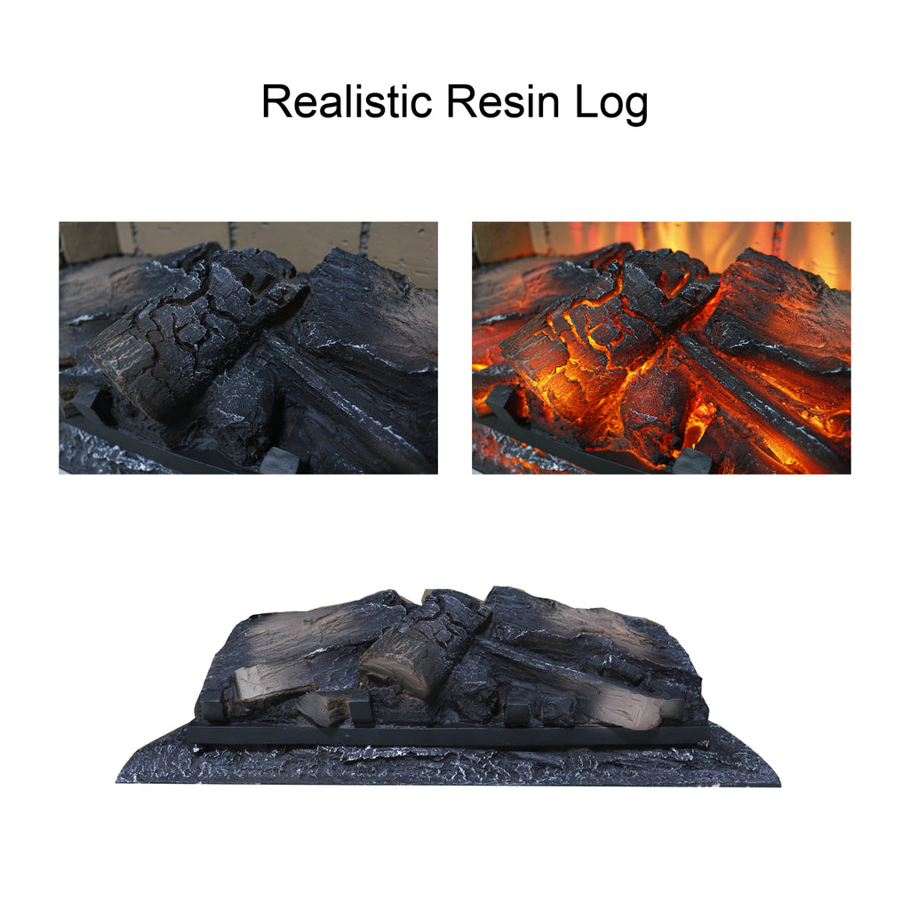 Vintage Infrared Quartz Heater Fireplace Insert with Realistic Logs, Brick Design, Antique Black, Tempered Glass, 23 Inch - Grand Goldman Shop