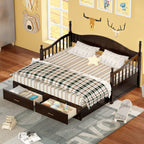 Wooden Twin Size Daybed with Twin Size Trundle, Extendable Daybed with Two Storage Drawers, Espresso(Expected Arrival Time:9.12) - Grand Goldman Shop