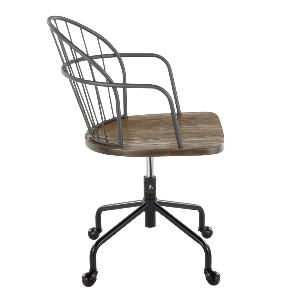 Adjustable Office Chair in Black Metal and Dark Walnut Wood | Premium Home Decor - Grand Goldman