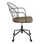 Adjustable Office Chair in Black Metal and Dark Walnut Wood | Premium Home Decor - Grand Goldman