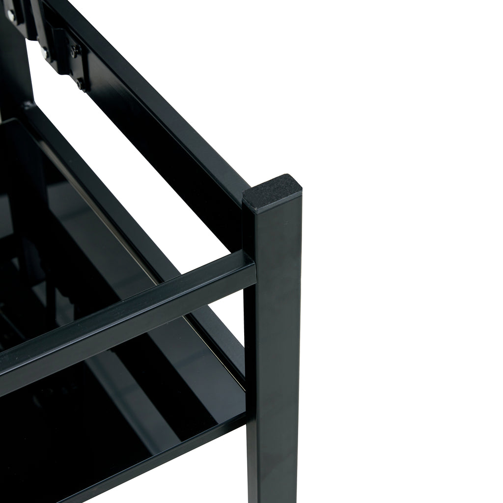 Modern Simple Lift Top Coffee Table with 2-Layer Tempered Glass in Black for Living Room - Grand Goldman Shop