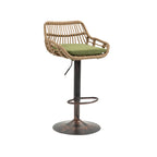 COOLMORE Modern Swivel Bar Stools Set of 2 with Adjustable Height and Footrest in Green Linen - Grand Goldman Shop