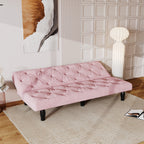 Sofa to Sofa Bed Transformation: 66' Pink Velvet Sofa Bed, Ideal for Family Living Rooms, Apartments & Bedrooms - Grand Goldman Shop