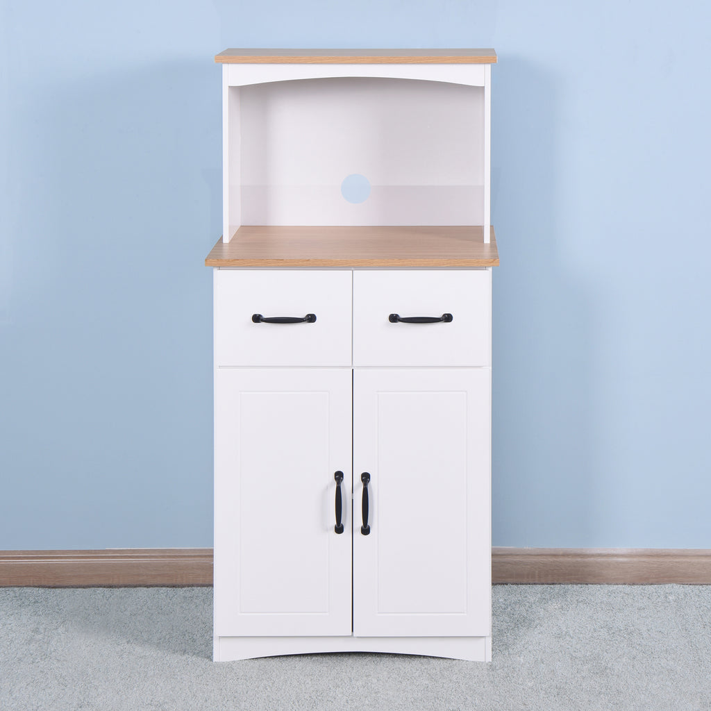 Wooden Kitchen Cabinet White Pantry Storage Microwave Cabinet with Storage Drawer - Grand Goldman Shop