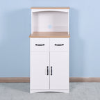 Wooden Kitchen Cabinet White Pantry Storage Microwave Cabinet with Storage Drawer - Grand Goldman Shop