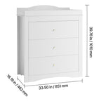 Changing Table Dresser Baby Diaper Change Station with 3 Drawers White - Grand Goldman