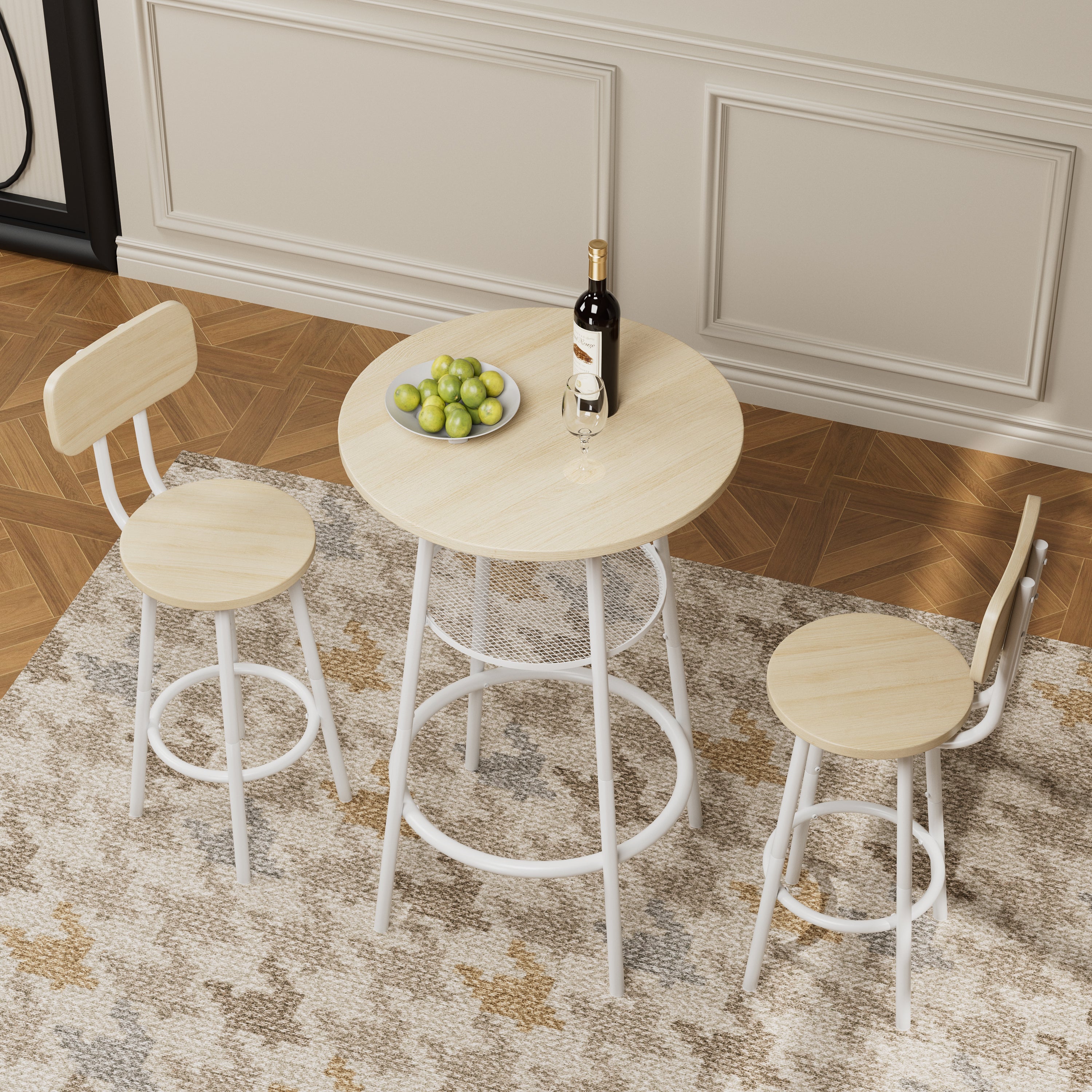 Bar table, equipped with 2 bar stools , with backrest and partition - Grand Goldman Shop