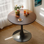 Walnut Round Table, Modern Dining Table, Dining Table, MDF Top and Steel Base Tulip Round Kitchen Table, Kitchen Table, Mid Century Coffee Table for Living Room 24 Inch, Oval Dining Table - Grand Goldman Shop