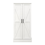 50' LED Kitchen Pantry Cabinet,Freestanding Buffet Cupboards Sideboard with 2 Doors with Racks and 2 Adjustable Shelves for Kitchen, Living Room and Dinning Room-White - Grand Goldman Shop